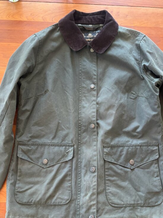 Barbour Jackets & Blazers - Barbour Shoreline Waxed Jacket Women's US 8 Olive Green